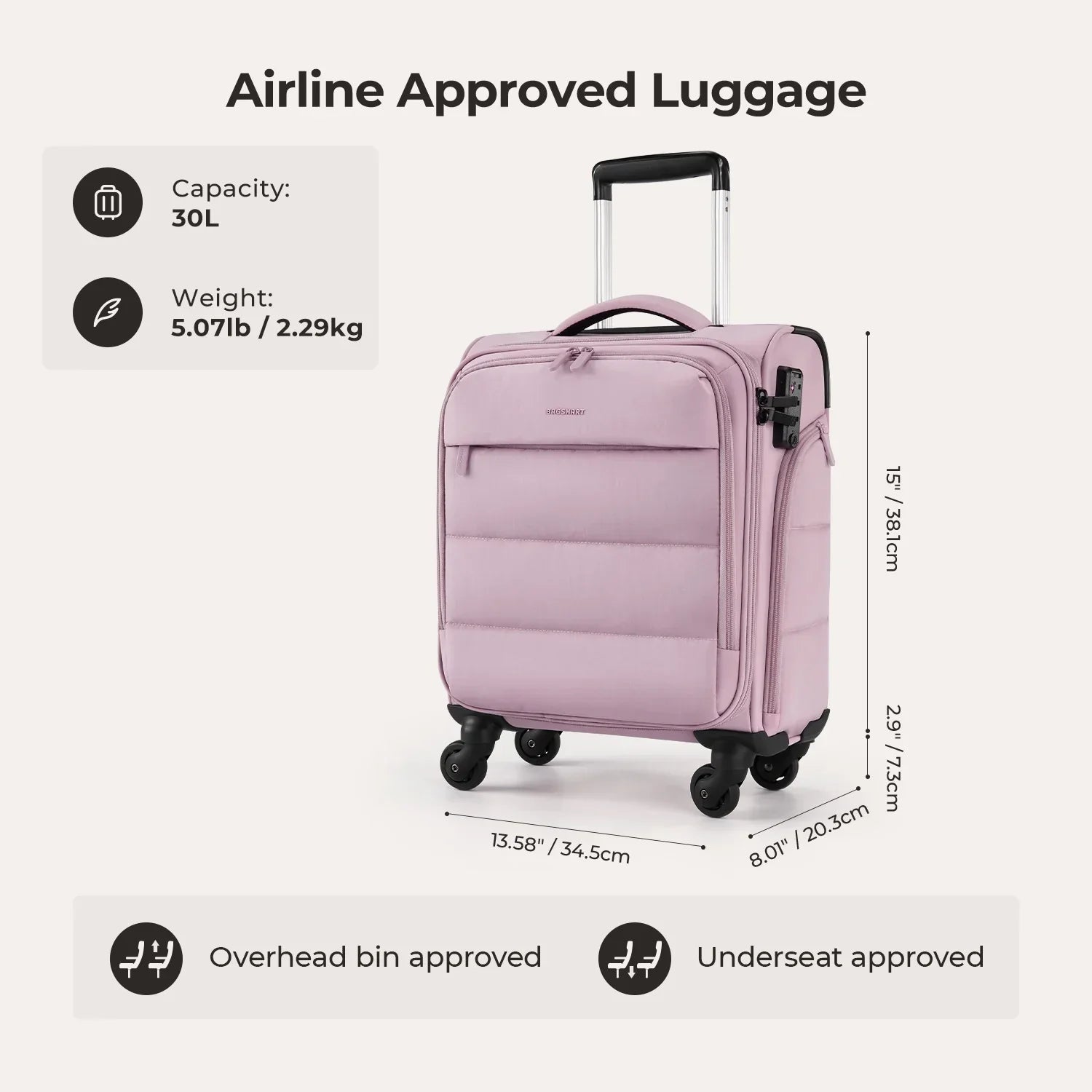 Bagsmart 16" Personal Item Carry on Luggage