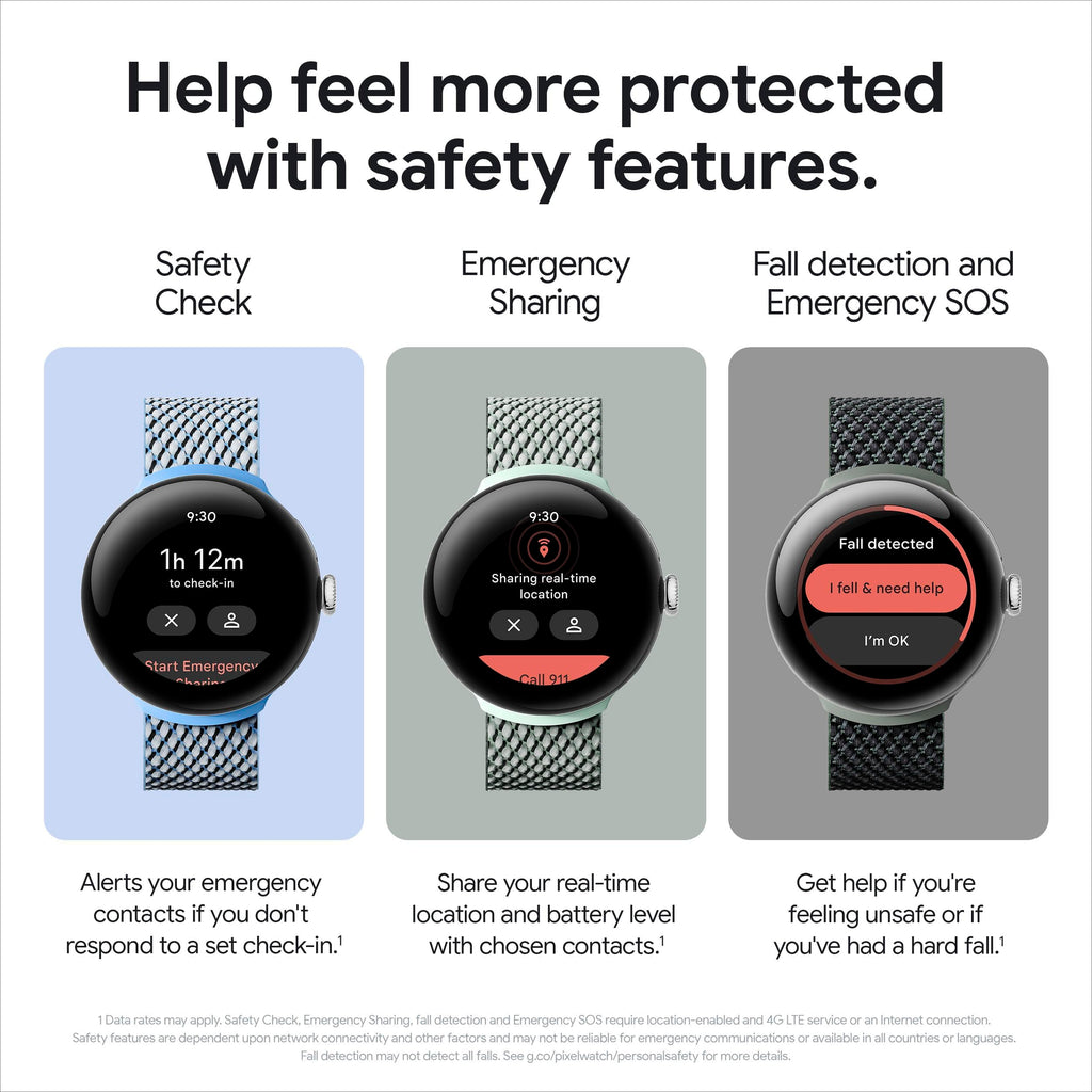 Google Pixel Watch 2 41mm - LTE - Silver Aluminum Case with Bay Band - GA05016-US