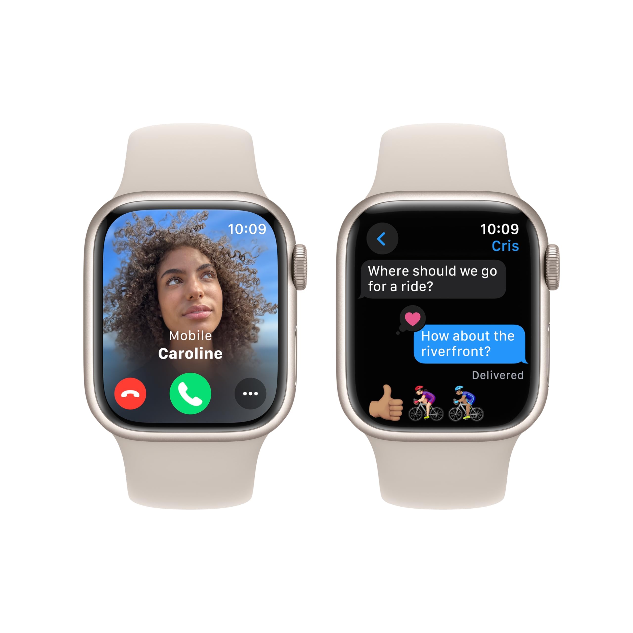 Apple Watch Series 9 (GPS) 41mm Aluminum Case with Starlight Sport- M/L - Starlight - MR8U3LL/A