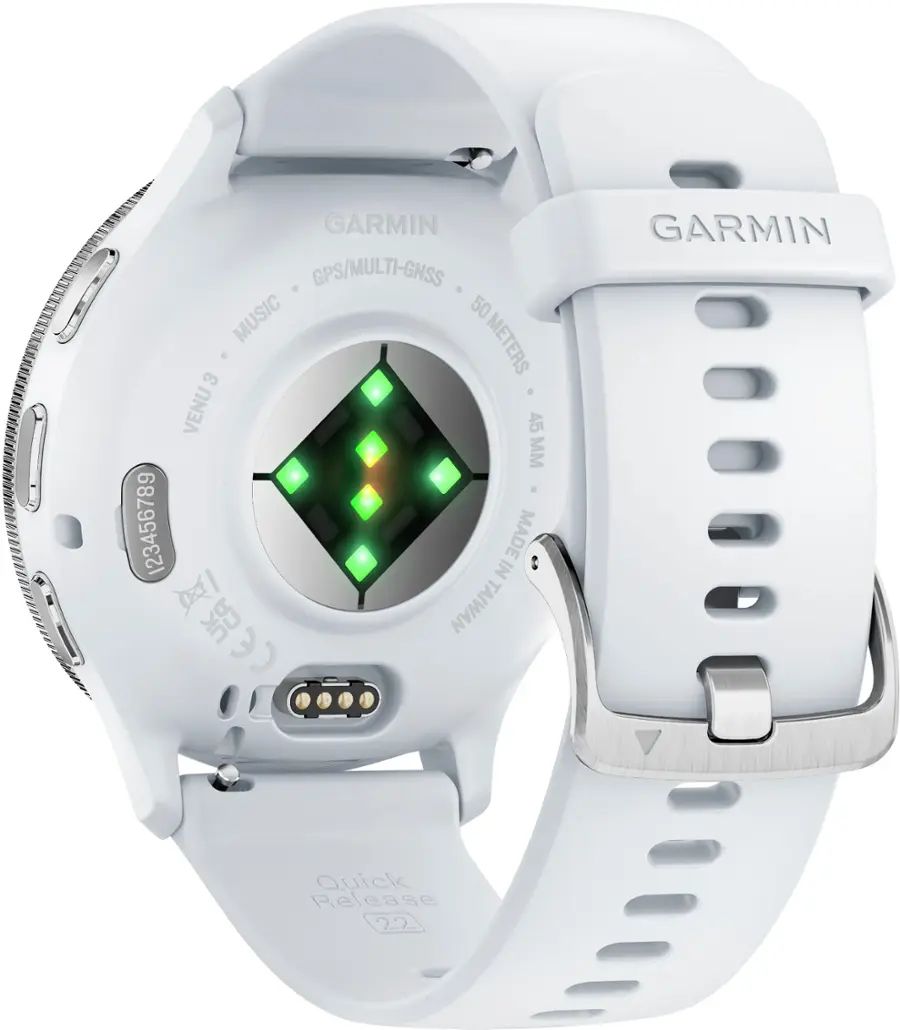 Garmin Venu 3 GPS Smartwatch ƒ?? 45mm Silver Stainless Steel Bezel with Whitestone Case and Silicone Band ƒ?? 010-02784-00