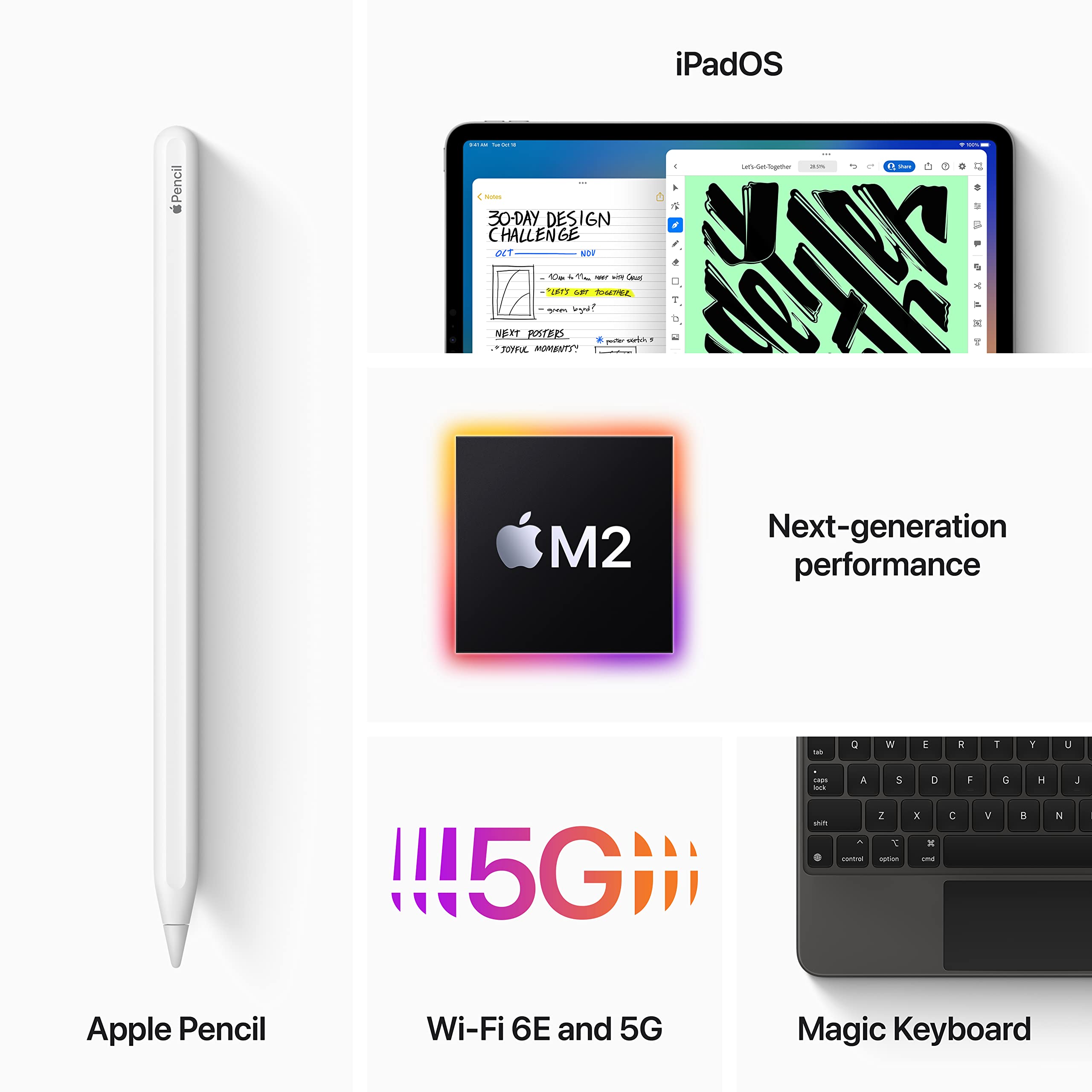 Apple ƒ?? 12.9ƒ?? iPadƒ??Pro (6thƒ??Gen, 2022, Wiƒ??Fi + Cellular) ƒ?? 1ƒ??TB ƒ?? Silver ƒ?? MP653LL/A - Unlocked