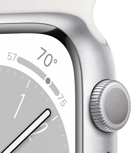 Apple Watch Series 8 (GPS) 41mm  Aluminum Case with White Sport Band - S/M - Silver