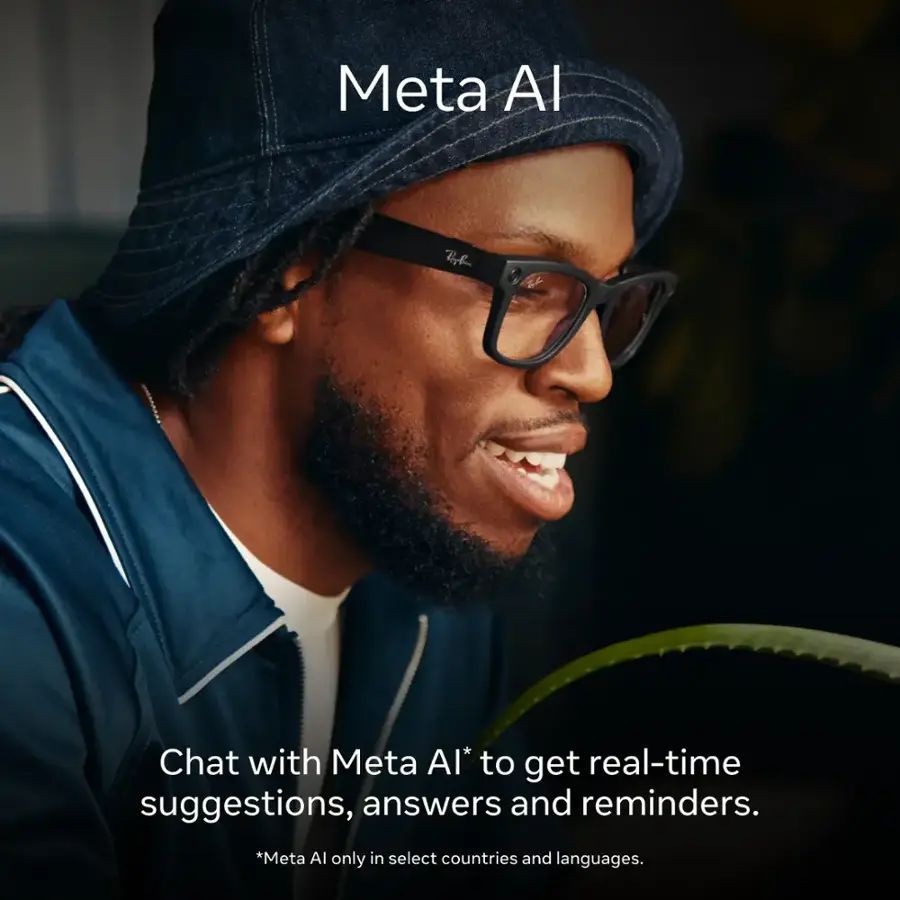 Ray Ban Meta-Headliner glasses w/Meta AI, Audio, Photo, Video-Charcoal Lenses-Matte Black