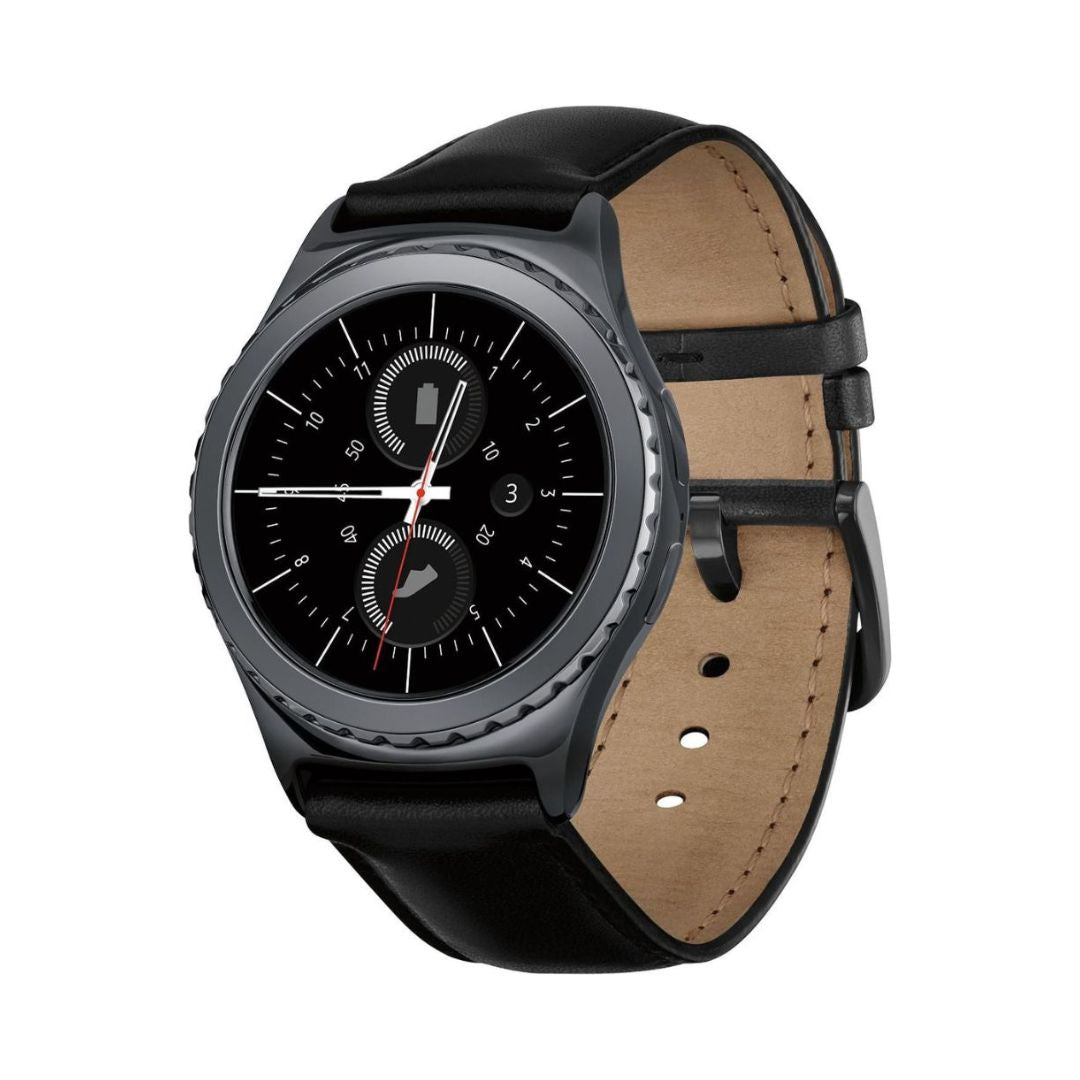 Samsung Gear S2 Classic Smartwatch 40mm Stainless Steel - Black Leather Band - SM-R7320ZKAXAR