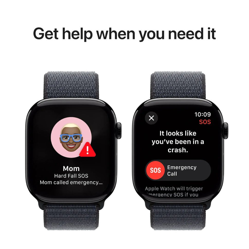 Apple Watch Series 10 (GPS+Cellular) 46mm Jet Black Aluminum Case w/ Ink Sport Loop - MWY53LW/A
