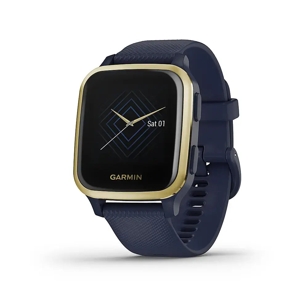 Garmin Venu Sq Music Edition GPS Smartwatch ƒ?? 33mm Navy Case with Light Gold Bezel ƒ?? 010-02426-02