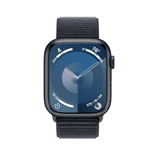 Apple Watch Series 9 (GPS + Cellular) 45mm Aluminum Case with Midnight Sport Loop - Adj - Midnight - MRMF3LL/A