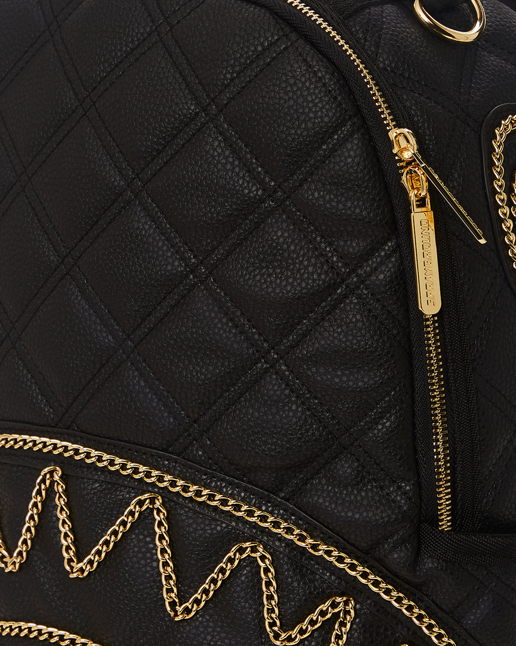 NOIR QUILT GOLD CHAIN SHARK BACKPACK (DLXV)