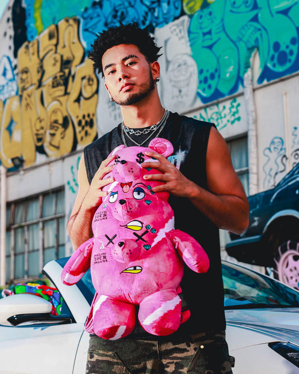 THE 3 HEADED BEAR PLUSH TEDDYBEAR BACKPACK