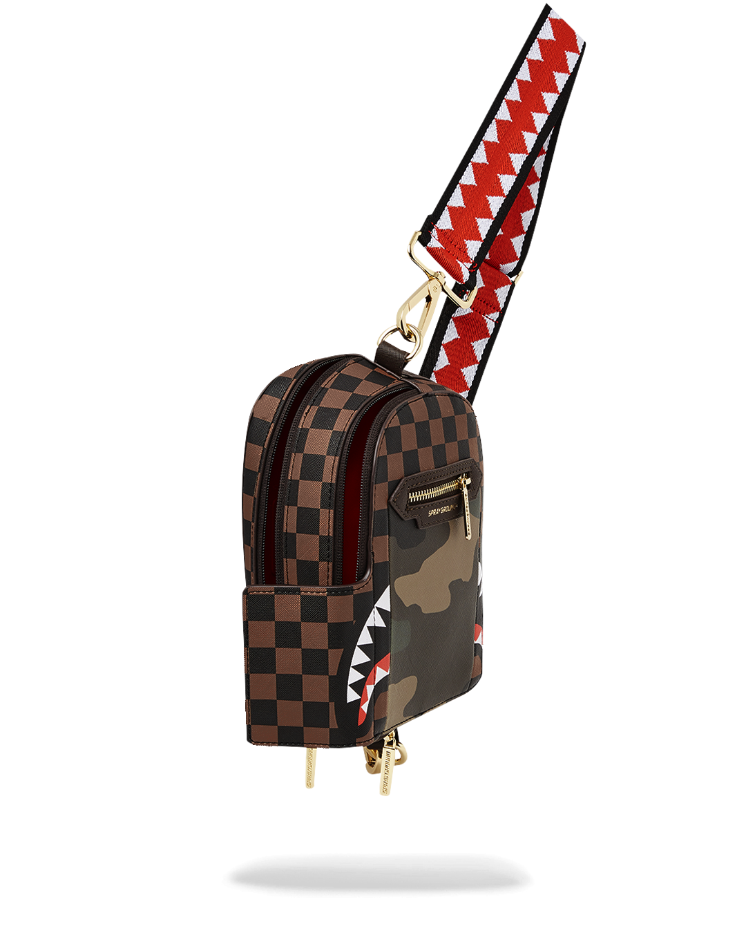 EXTERIOR GOLD ZIP POCKET SHARKS IN PARIS BACKPACK SLING