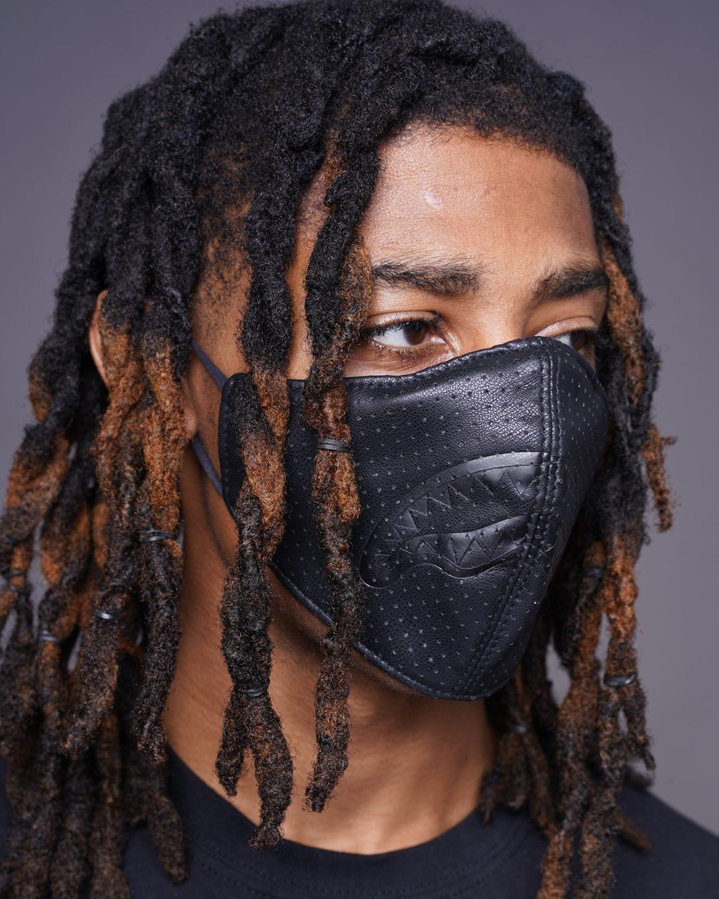 MIDNIGHT SHARK VEGAN LEATHER FACEMASK