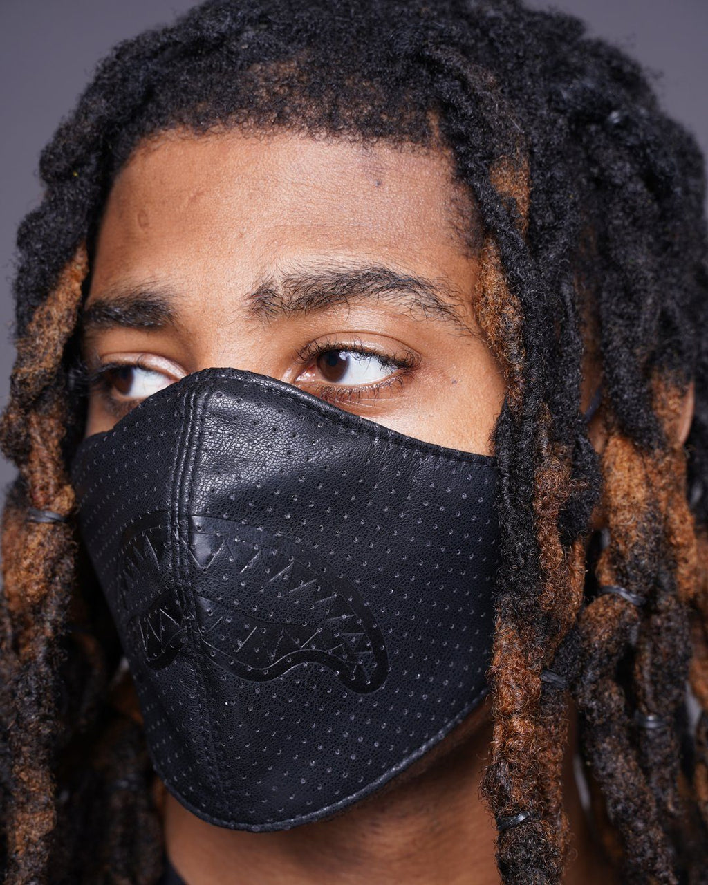 MIDNIGHT SHARK VEGAN LEATHER FACEMASK